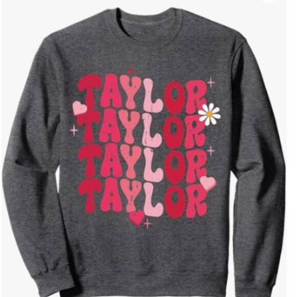 Taylor - Love Floral Design - New Small Dark Heather Gray Sweatshirt - Picture 5 of 5